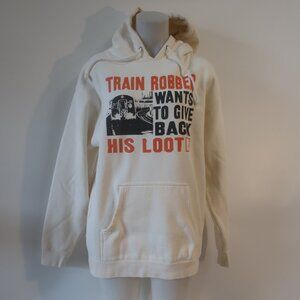 Womens Washed NYC Cream Graphic Logo Hoodie Sweatshirt L